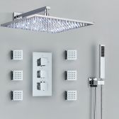 ESP Chrome LED Shower Head 3-Way Shower Mixer 6pcs Massage Spa Jets