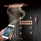 ESP Rose Gold Polished Rain Shower Systems With Hand Shower Faucet and Mixer Taps