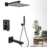 ESP Black Shower Set Wall Mounted Shower Faucet Mixer with Tub Spout